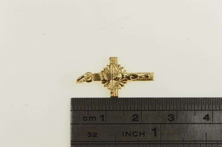 14K Yellow Gold Cross Christian Faith Crucifix Jesus Charm/Pendant
