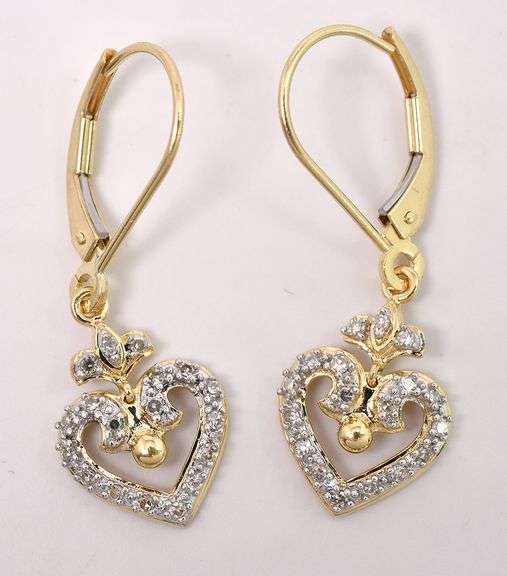 Amazing Diamond Dangle Earrings In 14K Yellow Gold