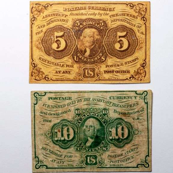 5 Cent &10 Cent Fr1242 Fr1231 Fractional Currency Notes.