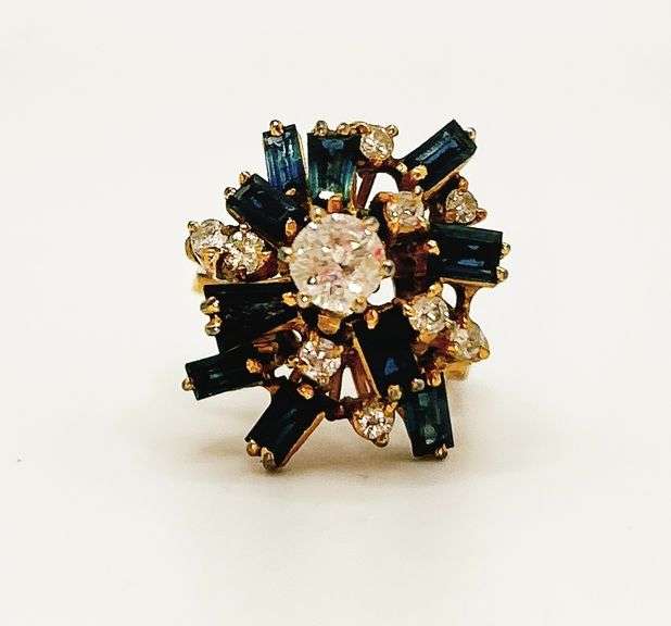 18KT GOLD BLUE SAPPHIRE & DIAMOND RING