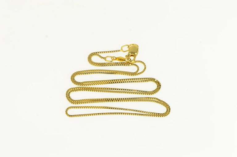 14K Yellow Gold 0.7mm Box Link Classic Vintage Square Chain Necklace