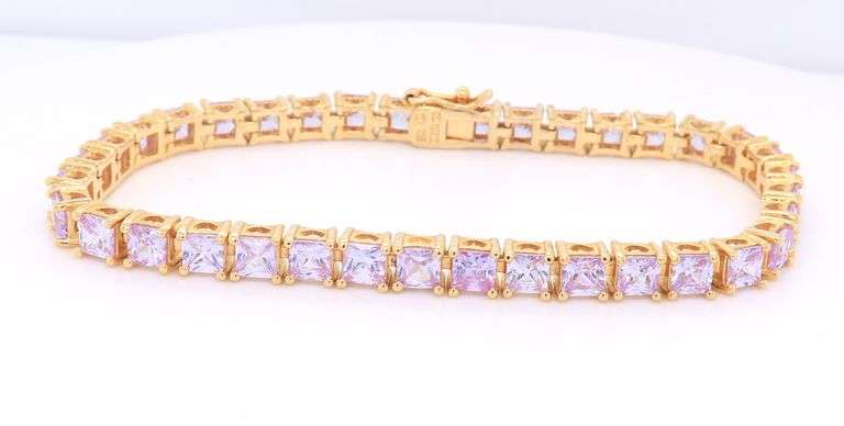 Lot of 2 925 Sterling Silver Cubic Zirconia Bracelets