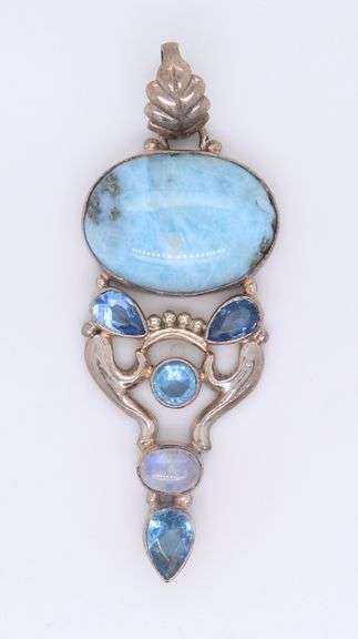 Vintage 925 Sterling Silver Larimar Pendant