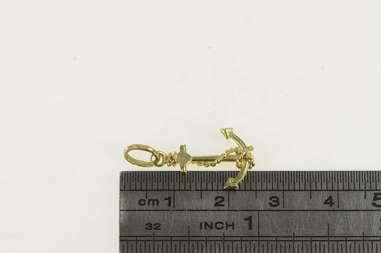 14K Yellow Gold 3D Anchor Nautical Hope Faith Symbol Charm/Pendant