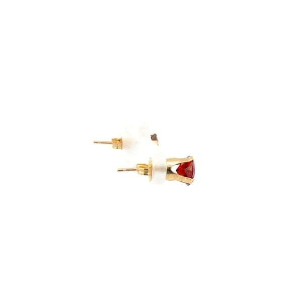 14K Yellow Gold Round Garnet Solitaire Vintage Stud Earrings