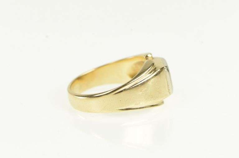 14K Yellow Gold 1960's Diamond Squared Men's Wedding Ring