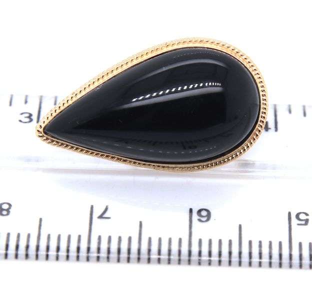 Chic 14kt YG Black Onyx Pear Shaped Earrings