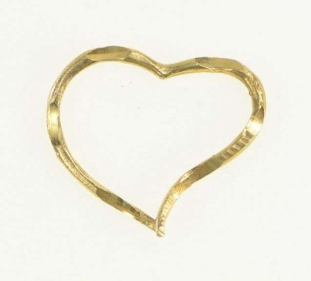 14K Yellow Gold Diamond Cut Heart Love Symbol Vintage Pendant