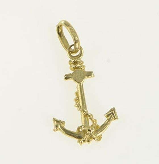14K Yellow Gold 3D Anchor Nautical Hope Faith Symbol Charm/Pendant