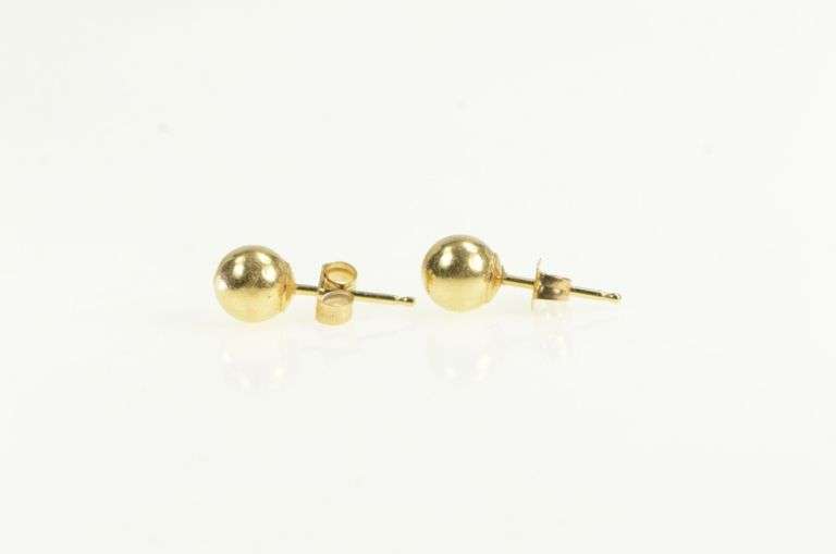 14K Yellow Gold 5.7mm Simple Classic Ball Round Stud Earrings