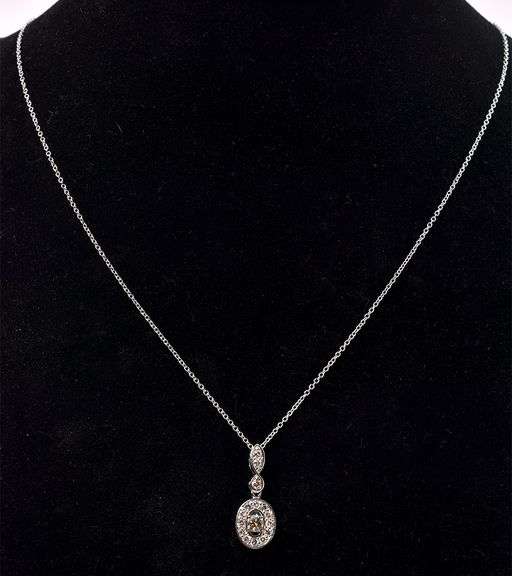 Fantastic Fancy Brown Diamond Pendant Necklace In 14K White Gold