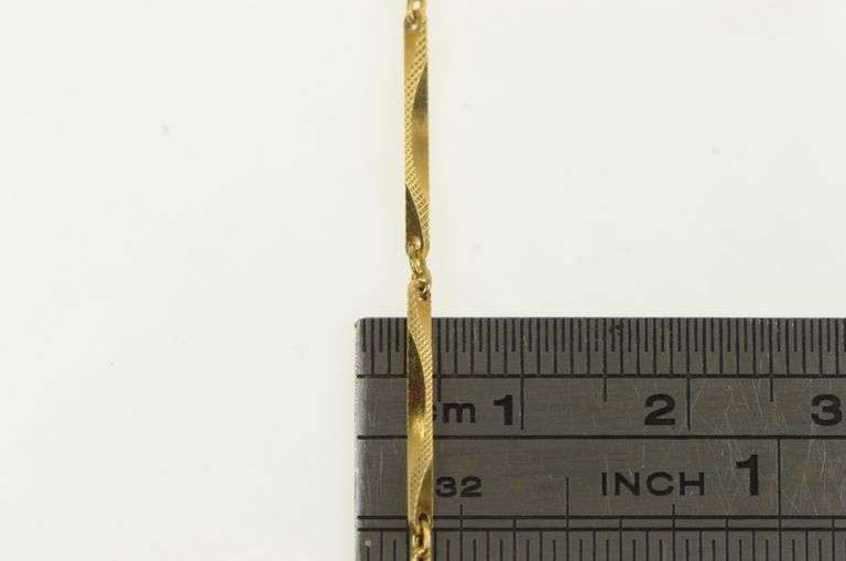 14K Yellow Gold 2.1mm Ornate Curvy Bar Link Vintage Chain Bracelet