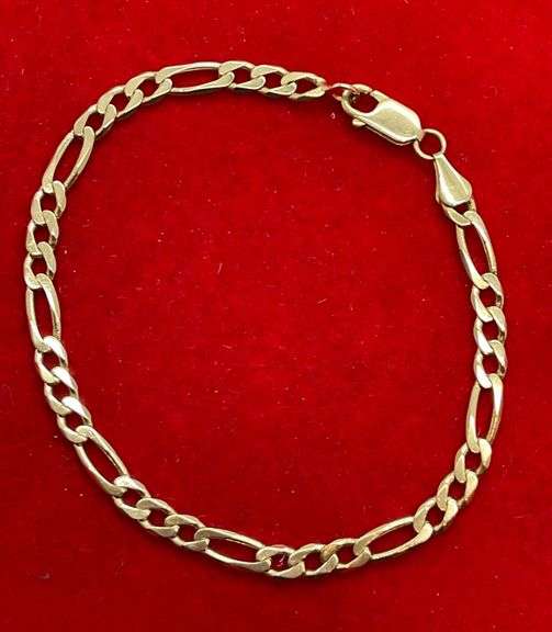14K YELLOW GOLD FIGARO BRACELET