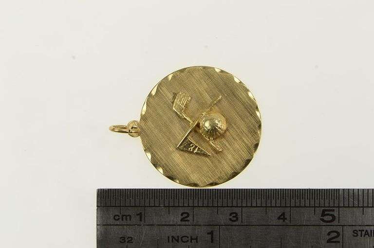 14K Yellow Gold Golf Motif Ball Golfer Vintage Sport Charm/Pendant