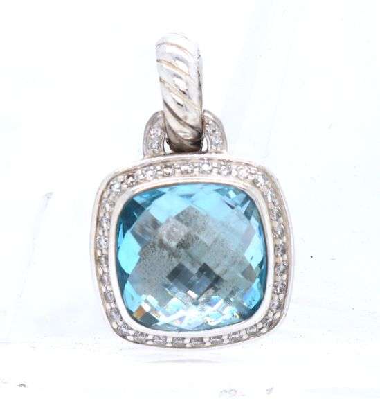 David Yurman Albion Blue Topaz and Diamond Pendant in Sterling