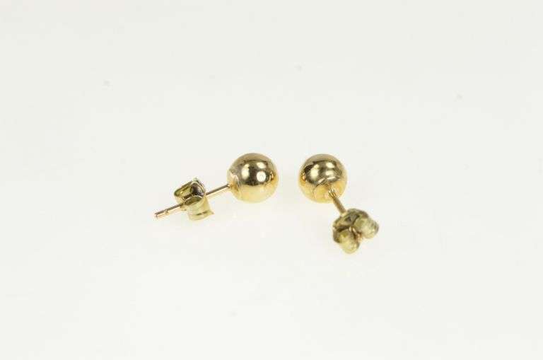 10K Yellow Gold 5.0mm Round Simple Classic Ball Stud Earrings