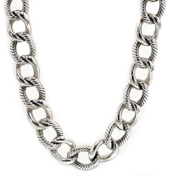 David Yurman Belmont Curb Link Two Tone Necklace in Sterling and Bonded 18K