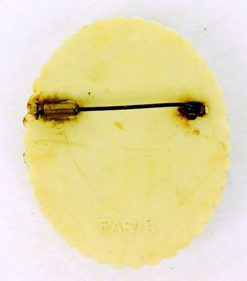 Antique Paris, France Large Celluloid Cameo Brooch