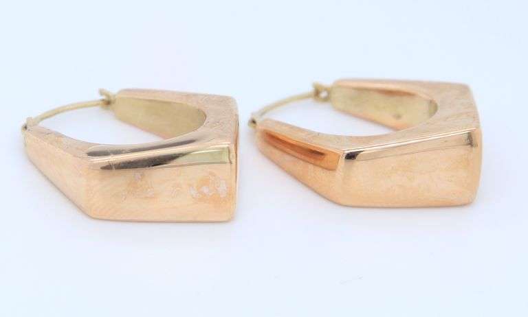 Beautiful Yellow Gold Triangle Hoop Earrings