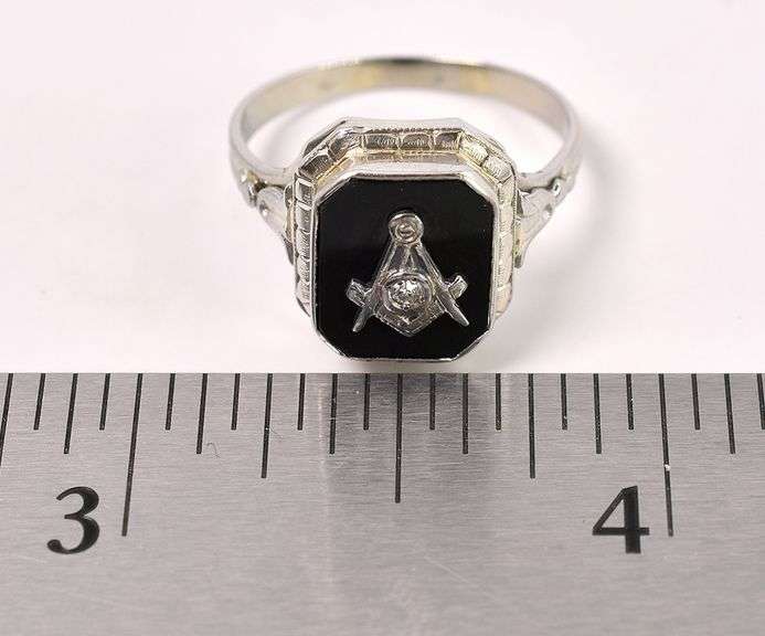 Glorious Mosaic Black Onyx Ring In 18K White Gold