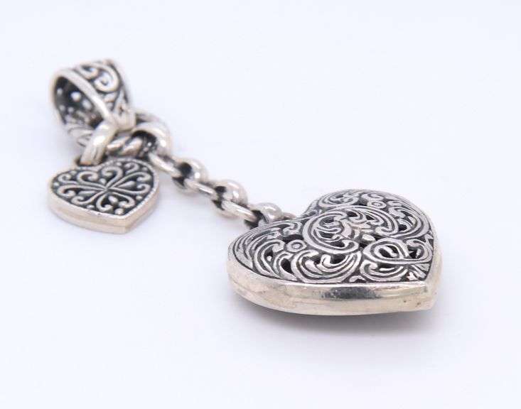 Sterling Silver Double Heart Dangle Pendant