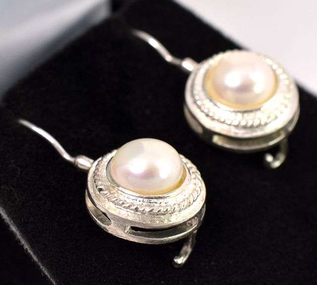 Pearl Dangle Earrings In Sterling Silver