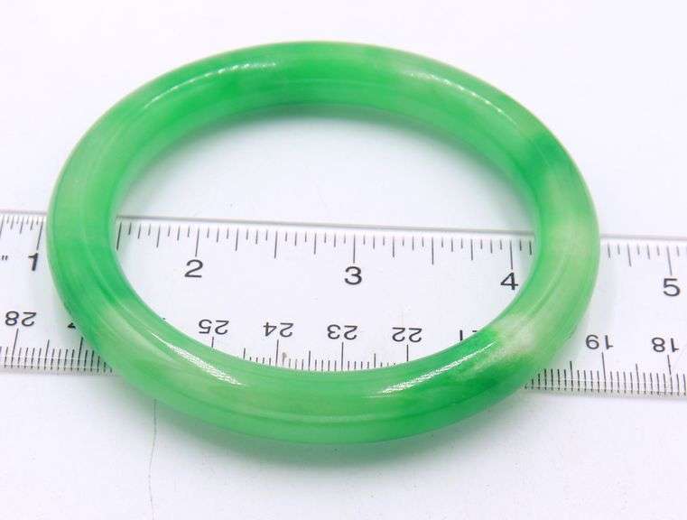 Lot of 3 Green Jade Carved Lucky Bangles