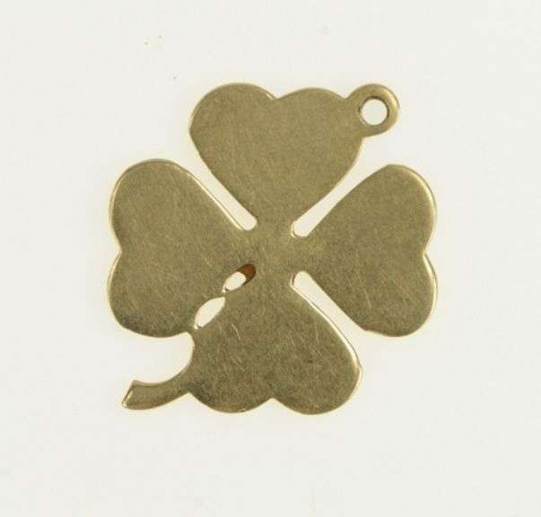 14K Yellow Gold Four Leaf Clover Good Luck Classic Lucky Charm/Pendant
