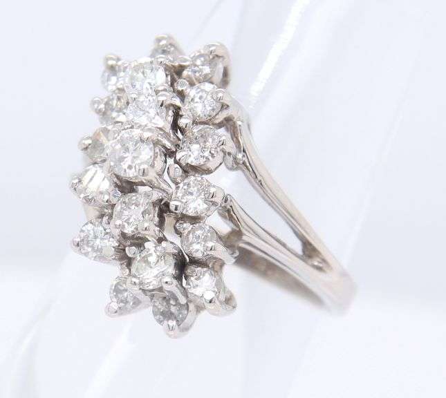 Sparkling White Gold Diamond Waterfall Ring