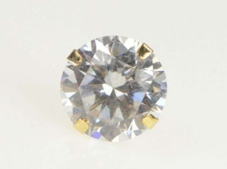 14K Yellow Gold 8.1mm Round Solitaire Classic Single Stud Earring