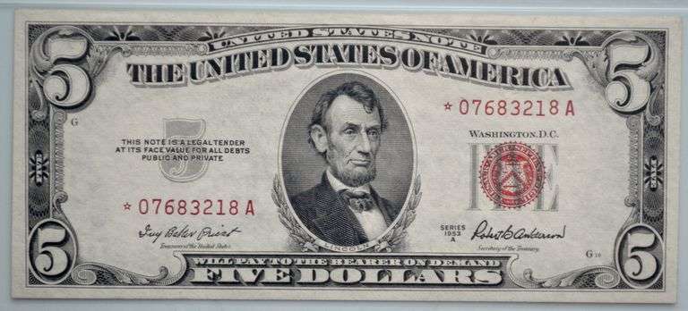 $5 1953A Star US Note PMG 66 Gem Uncirculated EPQ