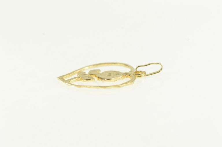 14K Yellow Gold Diamond Cut Heart Rose Flower Romantic Charm/Pendant