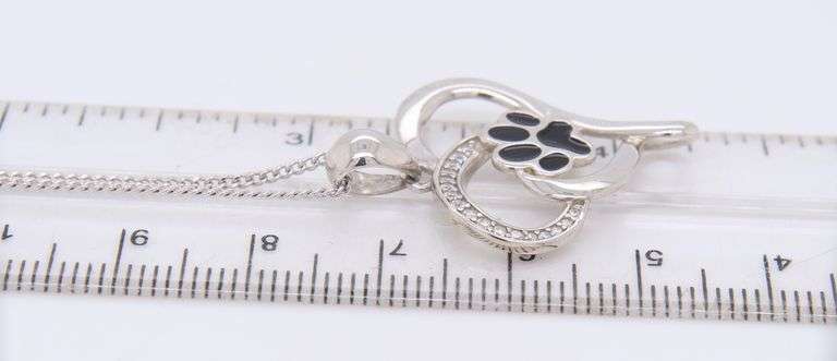 Sterling Silver Paw Heart Necklace