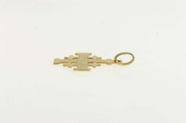 14K Yellow Gold Jerusalem Cross Traditional Faith Symbol Charm/Pendant