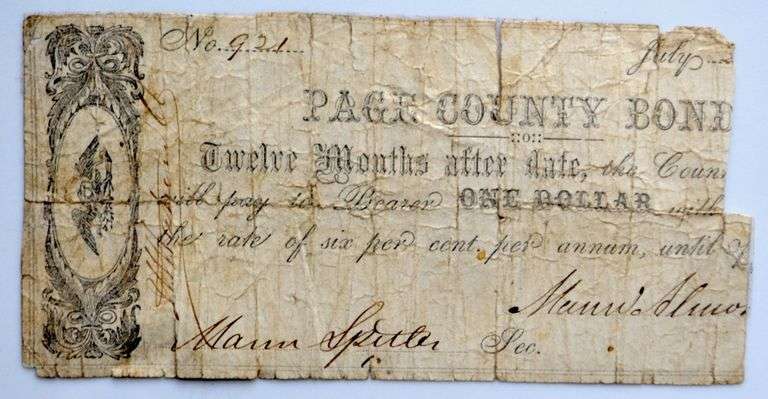 1861 Page County $1 Bond