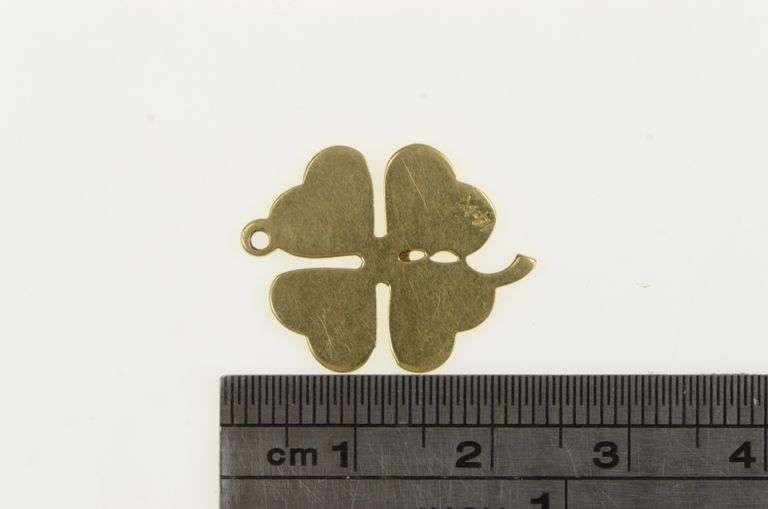14K Yellow Gold Four Leaf Clover Good Luck Classic Lucky Charm/Pendant