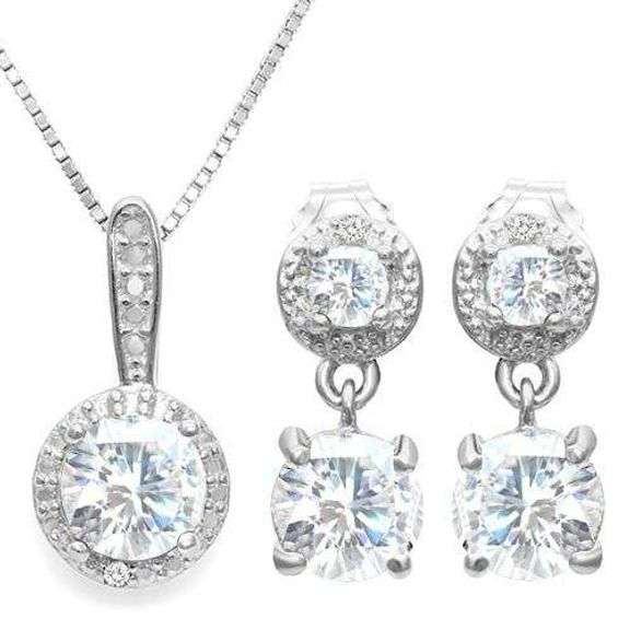 WHITE TOPAZ 925 STERLING SILVER JEWELRY SET