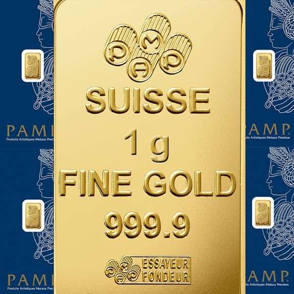 GROUP LOT OF 5x 1.0 GRAM PAMP SUISSE 999.9 FINE GOLD BARS- 5.0 GRAMS TOTAL!