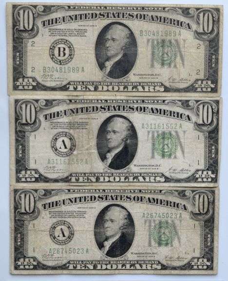 4 1928 B $10 Boston Gold Redeemable FR Notes