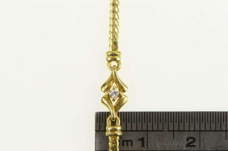 14K Yellow Gold Retro Diamond Square Knot Herringbone Bracelet