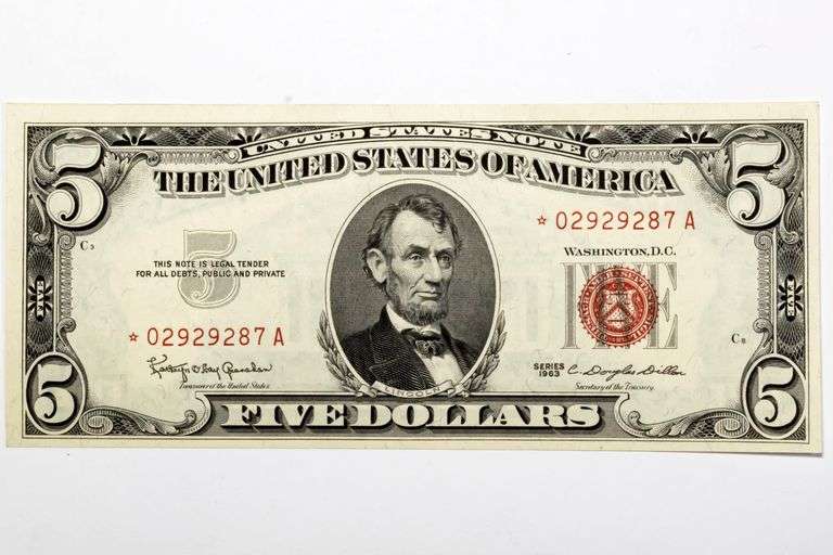 1963 Star Red Seal  Unc US Note
