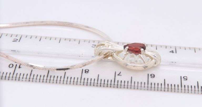 Vintage Italian Sterling Silver Amethyst Pendant With Chain