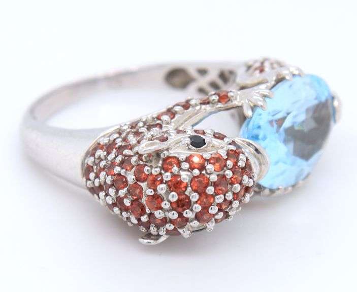 925 Sterling Silver Blue Topaz Ring