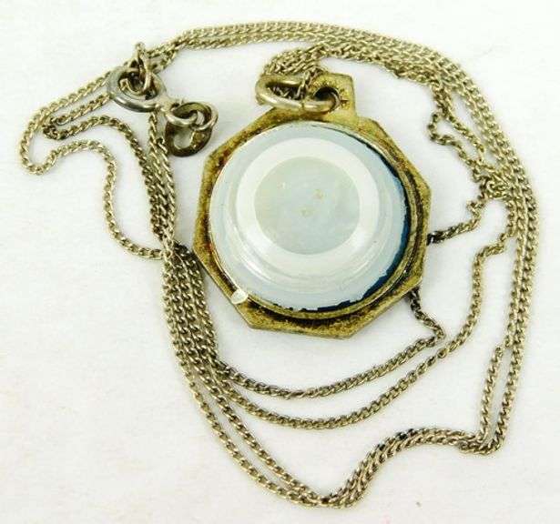 Vintage French Enameled Madonna Reliquary & Chain