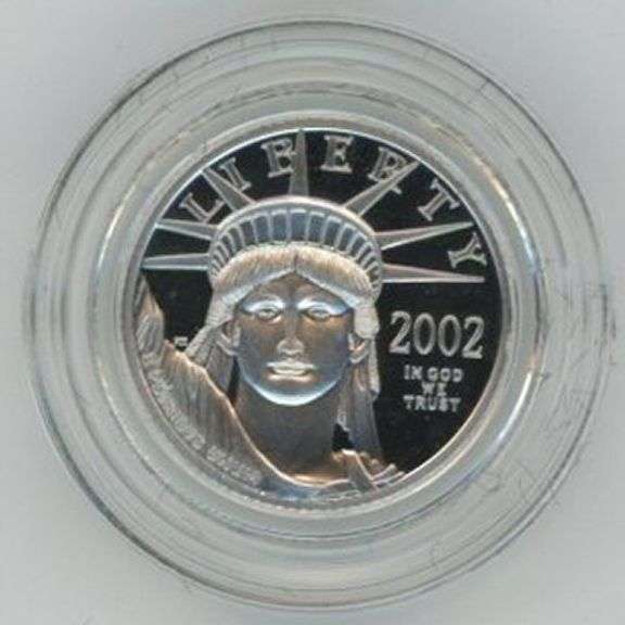Superb Gem Cameo Proof 2002-W $10 pure Platinum. Box/COA