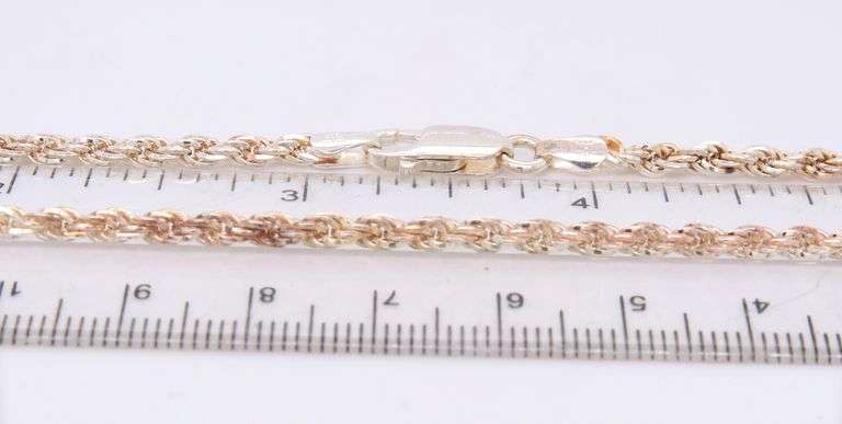 Italian 925 Sterling Silver Rope Chain Necklace
