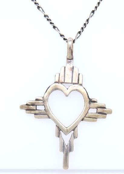 Vintage Cross Heart Shaped Pendant on Chain