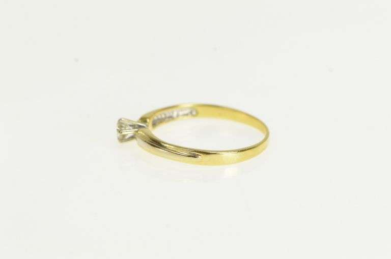 18K Yellow Gold 0.18 Ct Diamond Solitaire Two Tone Promise Ring