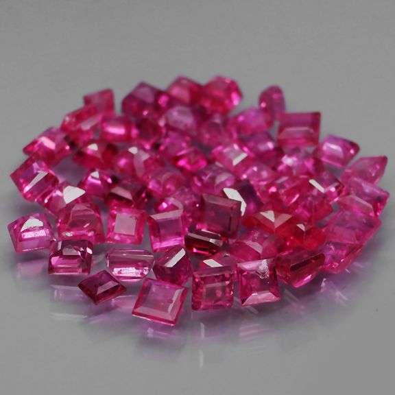 Outstanding 3.63ct 55 piece princess cut Ruby set