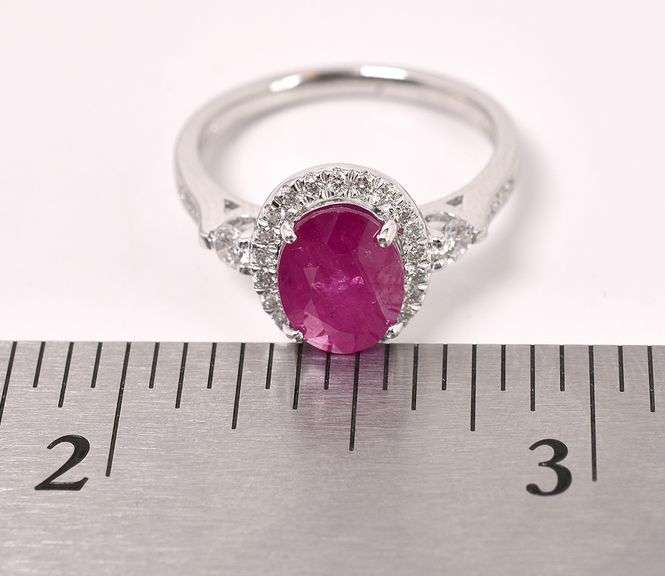 Mesmerizing Natural Burmese Ruby and Diamond Ring in Platinum